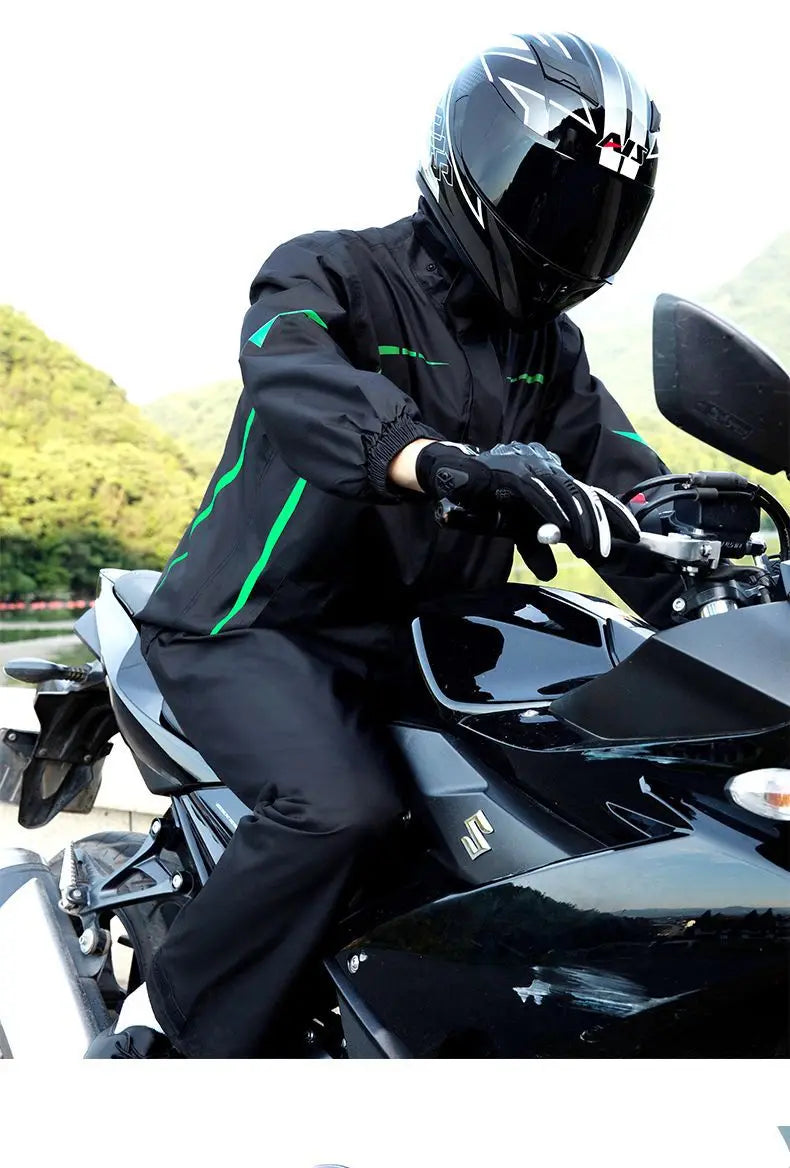 Rainproof Motorcycle Raincoat Rain Pants Set Two-Piece Men Full Body Heavy Rain Windproof Waterproof Riding Suit Rainy Days