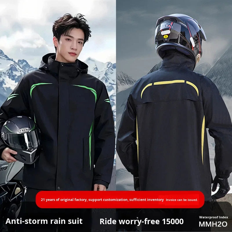 Rainproof Motorcycle Raincoat Rain Pants Set Two-Piece Men Full Body Heavy Rain Windproof Waterproof Riding Suit Rainy Days