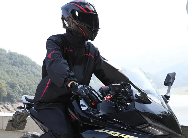 Rainproof Motorcycle Raincoat Rain Pants Set Two-Piece Men Full Body Heavy Rain Windproof Waterproof Riding Suit Rainy Days