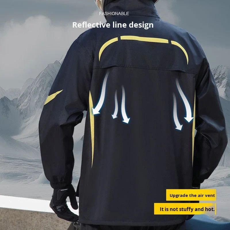 Rainproof Motorcycle Raincoat Rain Pants Set Two-Piece Men Full Body Heavy Rain Windproof Waterproof Riding Suit Rainy Days