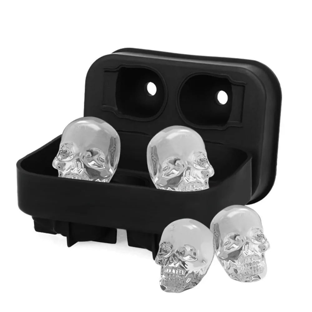 3D Skull Ice Block Mold Skull Shape Whiskey Ice Block Silicone Skull Ice Grid Ice Model Bar Creative Skull Silicone Ice Grid