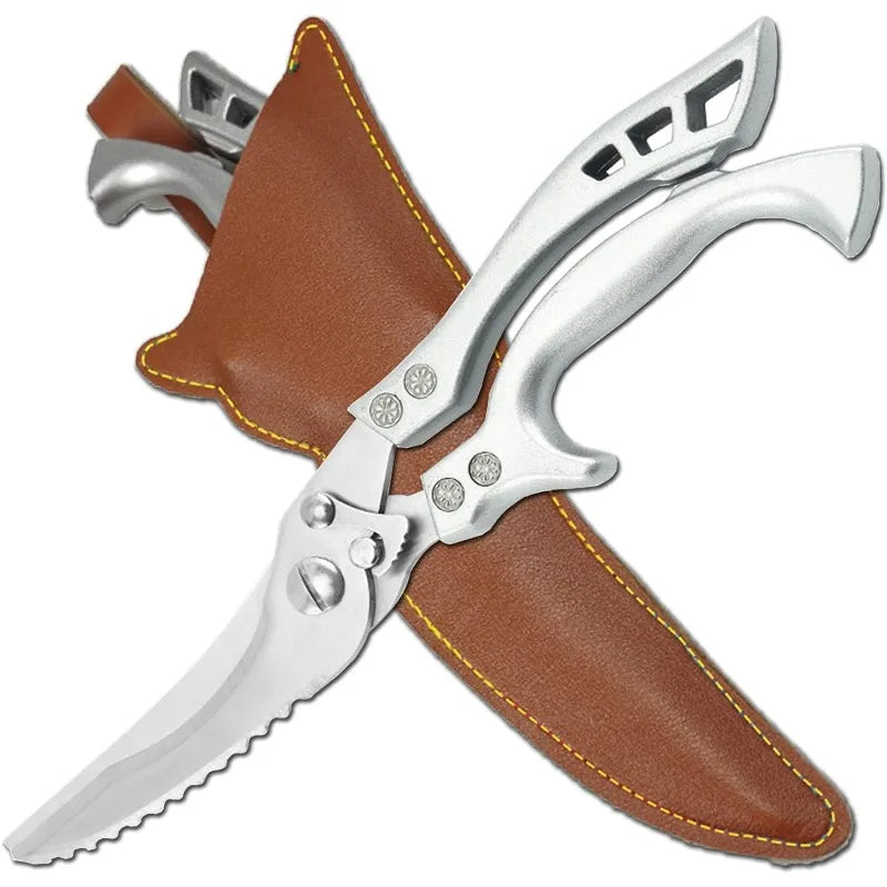 Stainless Steel Kitchen Scissors Chicken Bone Barbecue Scissors Ultra Sharp Utility Scissors for Meat Fish Vegetables Cutter