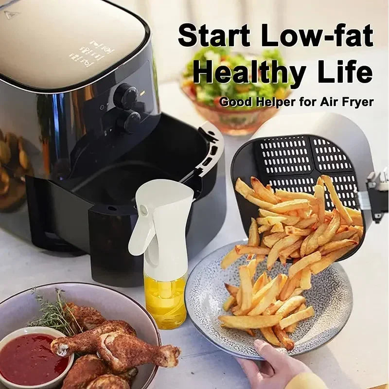 200/300/500m LOil Spray Plastic Household Kitchen Oil Spray Bottle or Oil Brush Nebulizing Mist Filling Cooking Dual Use BBQ