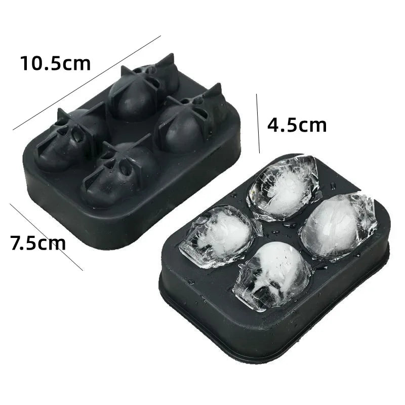 3D Skull Ice Block Mold Skull Shape Whiskey Ice Block Silicone Skull Ice Grid Ice Model Bar Creative Skull Silicone Ice Grid